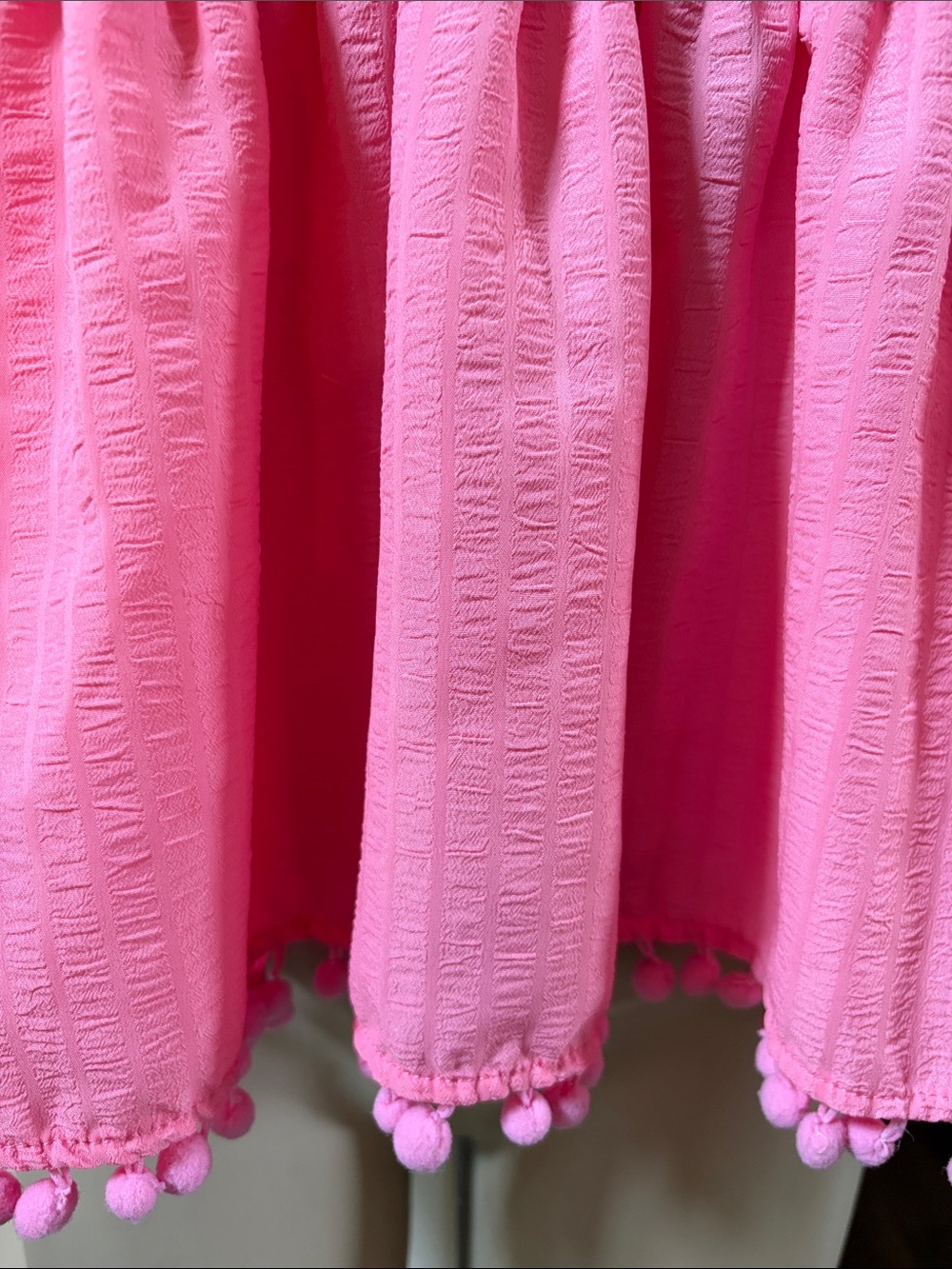 THML Pink Smocked Peplum Tunic with Pom-Pom Trim, large - Picture 3 of 7